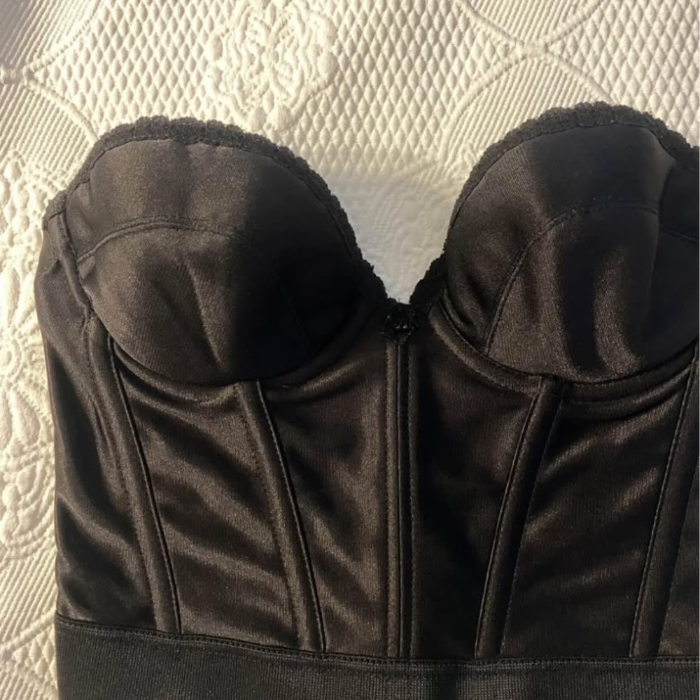 Adonna Black Satin Corset Bra Top